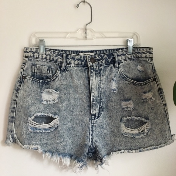 Forever 21 Denim Distressed Shorts - Picture 2 of 8
